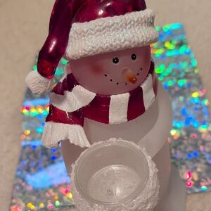 Festive Snowman Votive Candle Holder Pk4